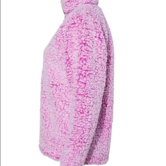 Fleece Sherpa Pullover with Quarter Zip Neckline - Picture 5 of 6